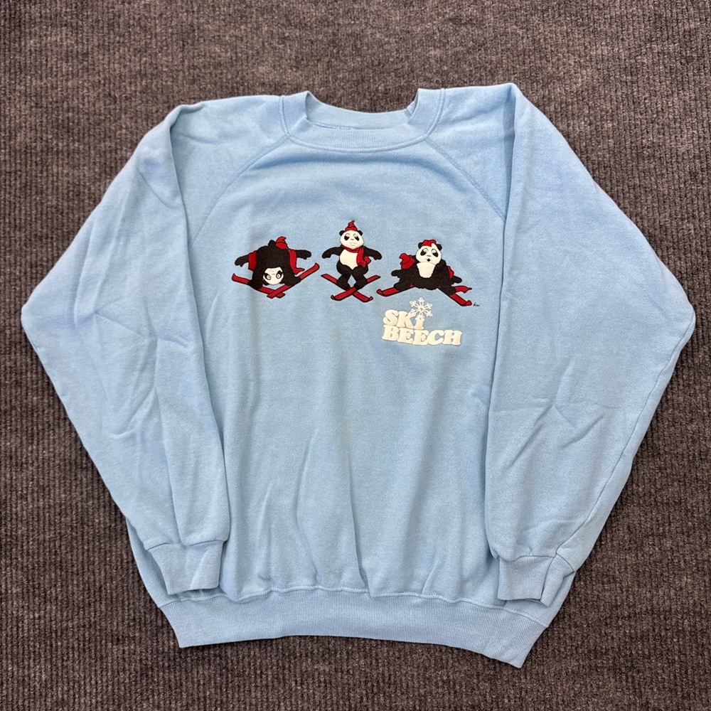 Vintage 80s Ski Beech Panda Bear Raglan Sweatshirt